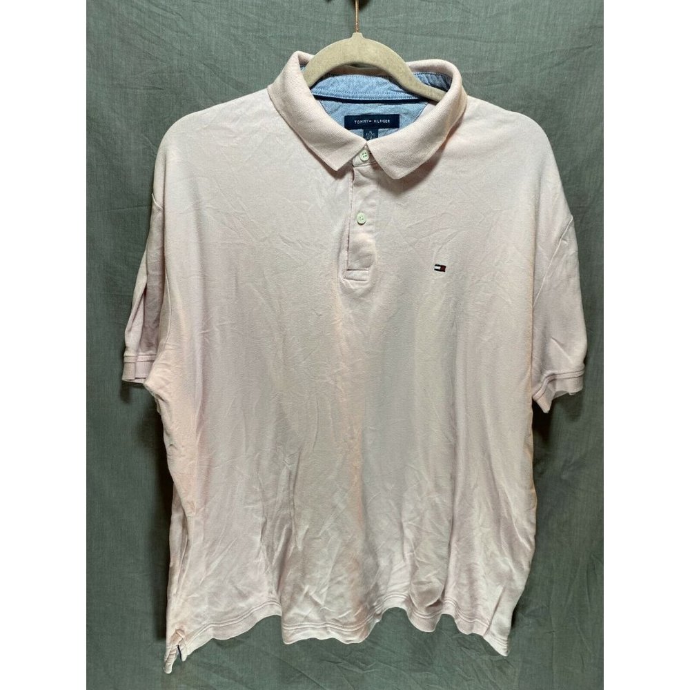 Tommy Hilfiger Polo Shirt Adult XL Pink Button Golfer Rugby Mens